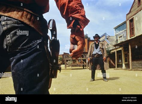 Cowboy pistol duel at Texas Hollywood/Fort Bravo western-styled theme ...