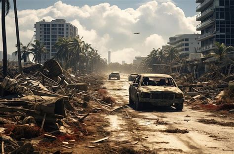 Premium Photo | Hurricane devastation in the south florida and miami beach