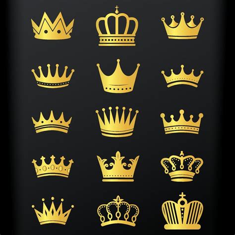 golden crown set 11911903 Vector Art at Vecteezy