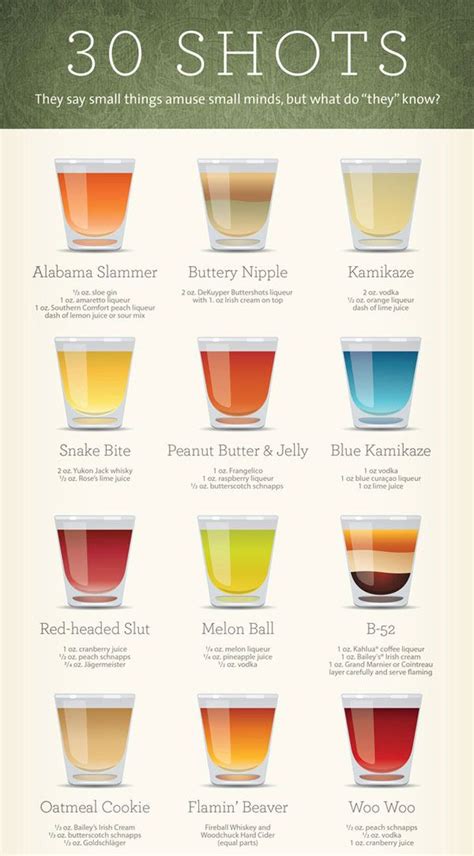 30 Different Kinds Of Shots - Infographic