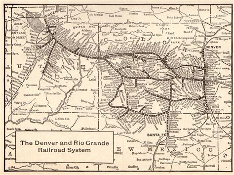 1908 Antique Denver Rio Grande Railroad Map Vintage Collectible Railway ...