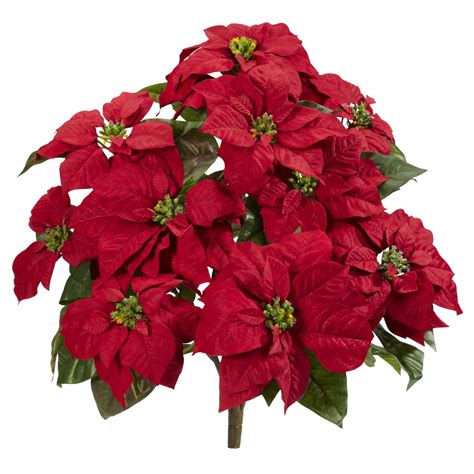 Nearly Natural 24in. Holiday Poinsettia Artificial Plant (Set of 2), Red - Walmart.com - Walmart.com