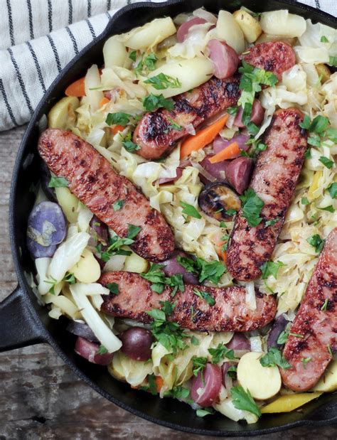 Chicken Apple Sausage Skillet with Cabbage and Potatoes - Parsnips and ...