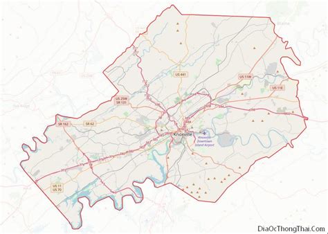 Map of Knox County, Tennessee - Thong Thai Real