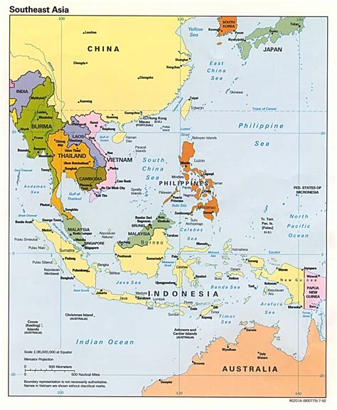Detailed political map of Southeast Asia – 1992 | Vidiani.com | Maps of all countries in one place