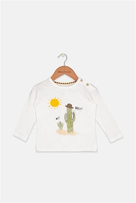 Reserved toddlers boy long sleeve graphic print top white | Brands For Less