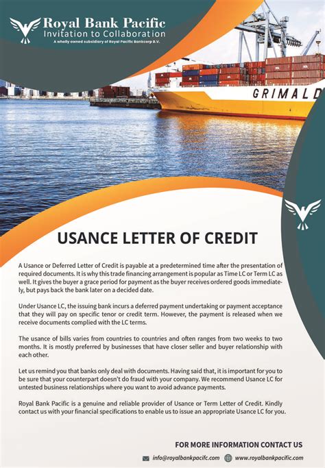 Usance Letter of Credit | Trade finance, Royal bank, Finance