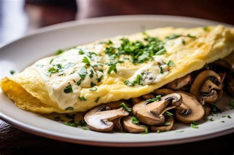 Premium Photo | Egg White Omelette with Spinach Mushrooms and Fet