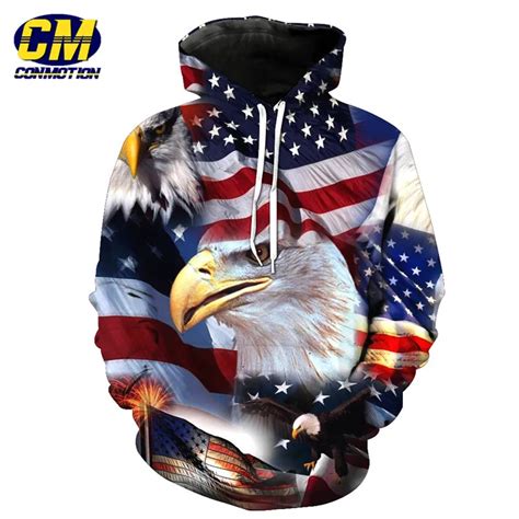 Conmotion US Flag Eagle Fashion Hoodies American Style Hooded ...