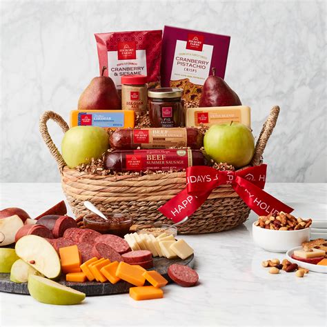 Happy Holidays Premium Fruit & Snack Gift Basket | Hickory Farms