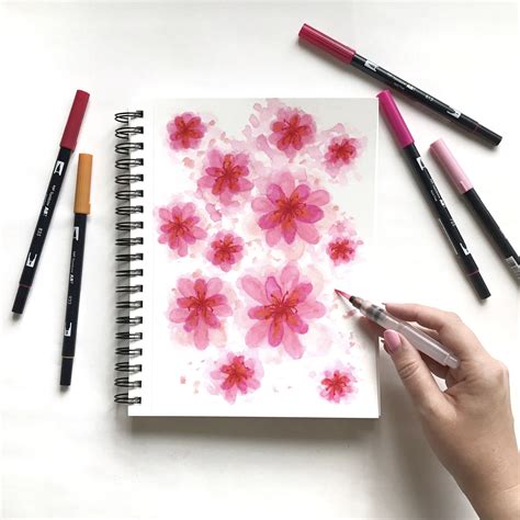 100 Days of Flowers — created using Tombow Dual-Tip Brush Markers and ...