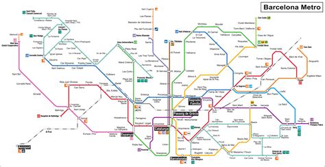 Detailed metro map of Barcelona city. Barcelona city detailed metro map ...
