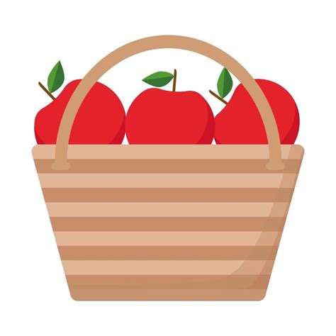 Striped basket with red apples vector illustration 3088495 Vector Art at Vecteezy