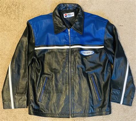 VINTAGE PEPSI NEXT GENERATION MENS LEATHER JACKET Black & Blue EXTRA LARGE MINT $89.99 - PicClick