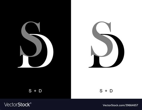 Black and white color of sd initial letter Vector Image