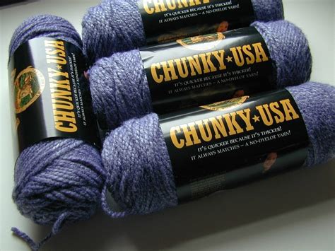 Lion Brand Yarn Chunky USA 4 Balls Denim Blue Destash by LazyStuff