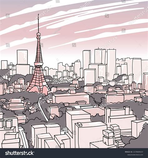 Hand Drawn Sketch Tokyo Skyline Vector Stock Vector (Royalty Free ...