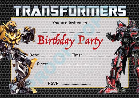 #18 TRANSFORMERS Pack of 10 megatron kids children birthday party INVITATIONS | eBay