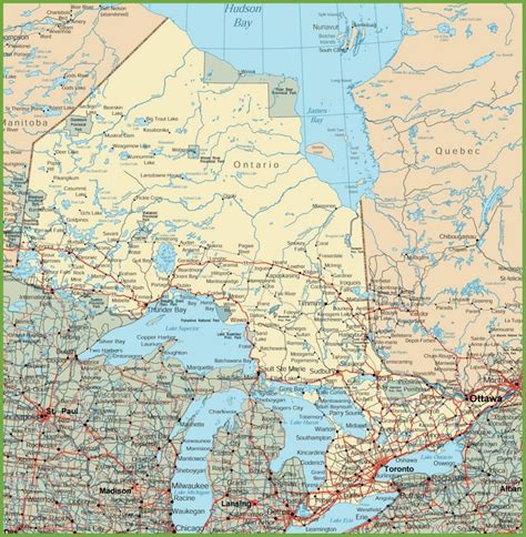 Ontario road map - Ontheworldmap.com