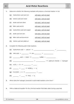 Acid-Metal Reactions [Worksheet] by Good Science Worksheets | TPT