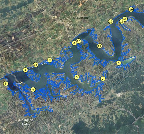 Localwaters Douglas Lake Maps Boat Ramps TN