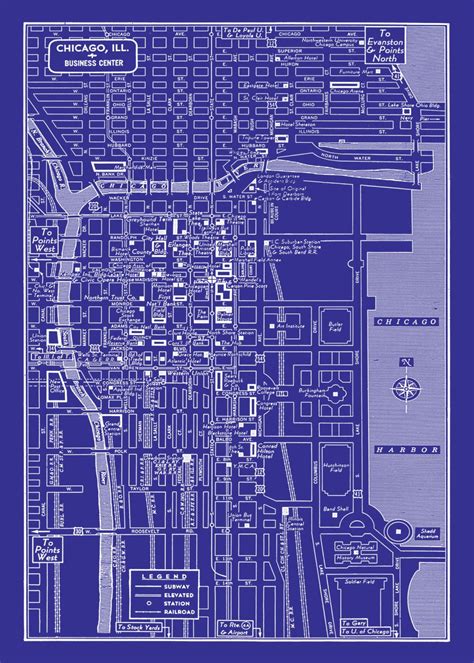 1949 Vintage Map of Chicago Illinois 16x20 Blueprint Map. $22.95, via Etsy. in 2019 | Chicago ...