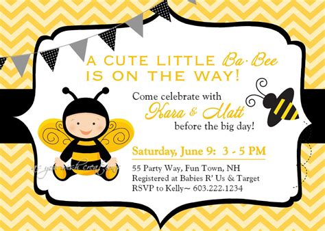 Bumble Bee Themed Baby Shower Invitations | Bee baby shower invitations, Bee baby shower, Bumble ...