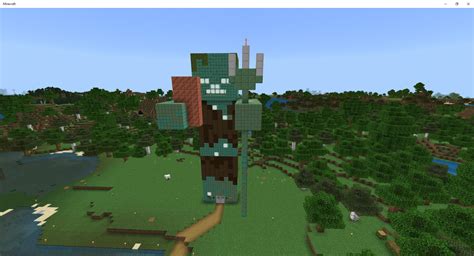 Giant Drowned Statue for my copper farm : r/Minecraft