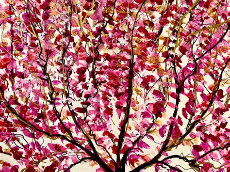 Original Painting Pink Blossom Tree Acrylic Artwork Tree | Etsy