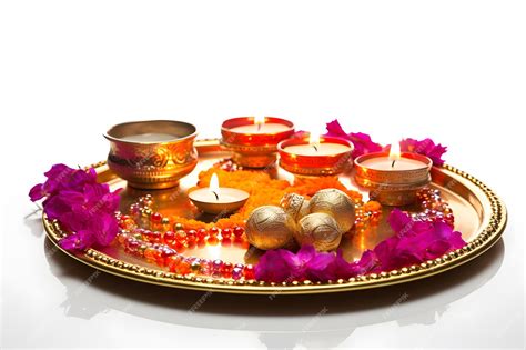 Premium AI Image | traditional Diwali puja thali