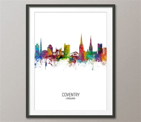 Coventry Skyline, Coventry England Cityscape Art Print Poster Portrait 4896 - Etsy