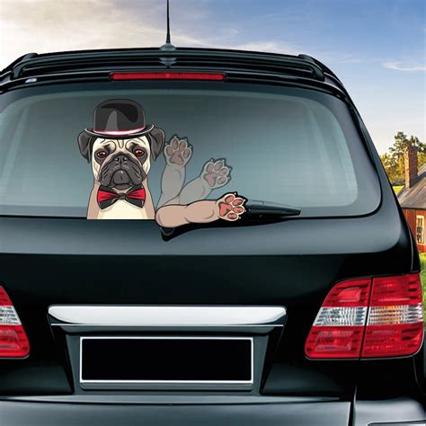 Rescue Dog Funny Waving Wiper Decals PVC Rear Window Wiper Stickers ...