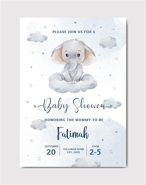 Tarjeta de invitación de acuarela de baby shower | Vector Premium