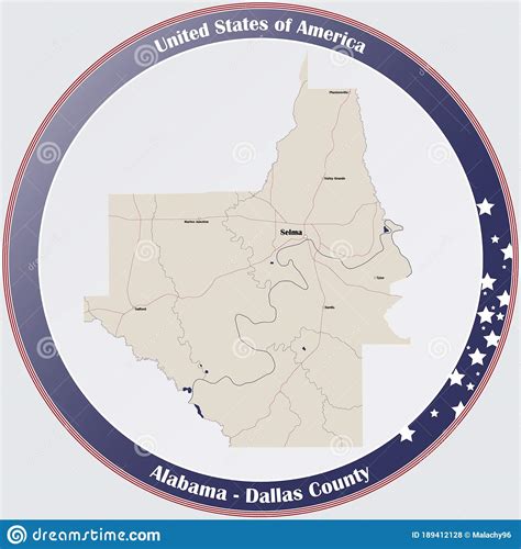 Map of Dallas County in Alabama Stock Vector - Illustration of city, blue: 189412128