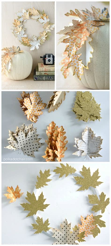 Paper Leaf Autumn Wreath Tutorial and lots of Gorgeous Fall Wreath Ideas