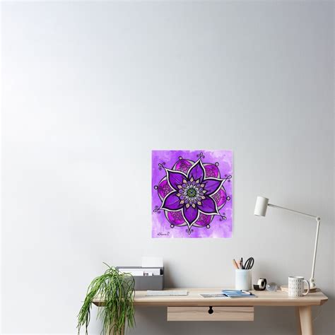 "Purple mandala painting, mandala wall art, yoga gift " Poster for Sale ...