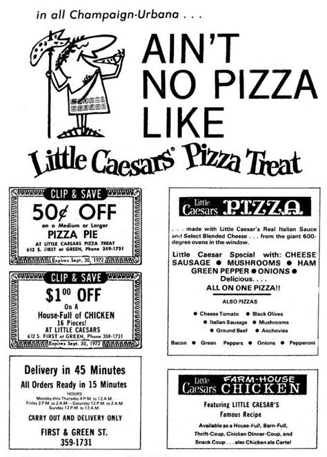 Little Caesar's Pizza - August 1972 - Champaign Illinois : r/VintageMenus