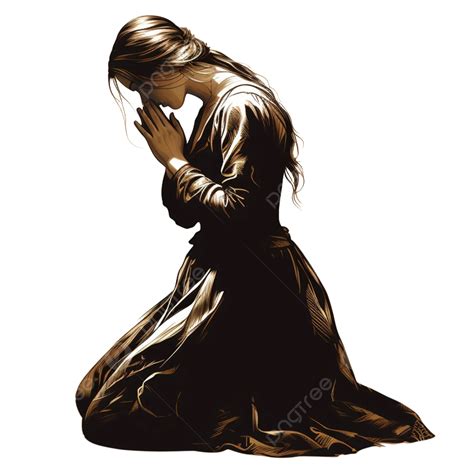 Girl Kneeling And Praying Silhouette, Girl, Pray, Silhouette PNG ...