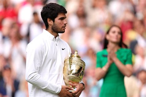 Kate presents Carlos Alcaraz with his first Wimbledon championship trophy | The Independent