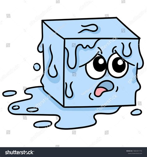 Block Ice Melting Cartoon Face Scared Stock Vector (Royalty Free ...