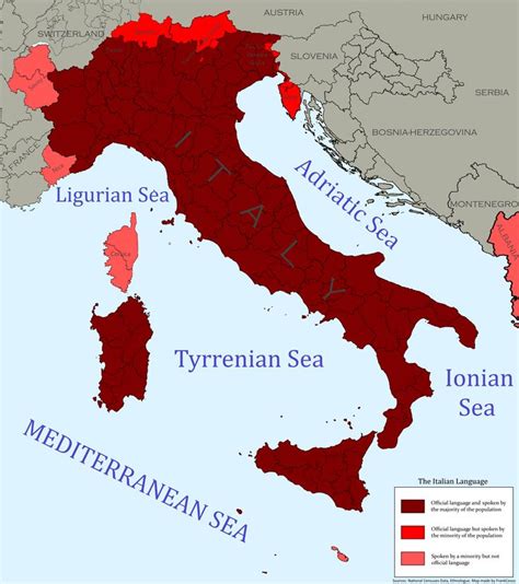 Very Detailed Map of the Italian Language | Italian language, Language map, Europe map