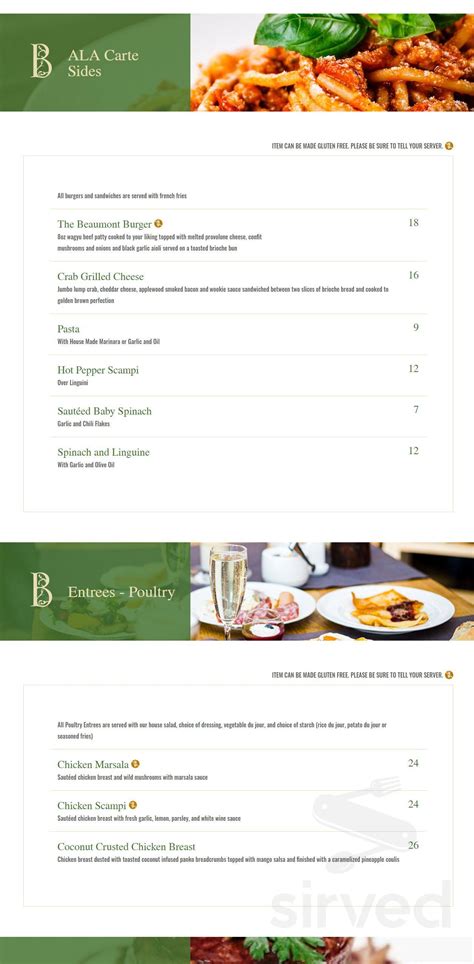 The Beaumont Inn menu in Dallas, Pennsylvania, USA