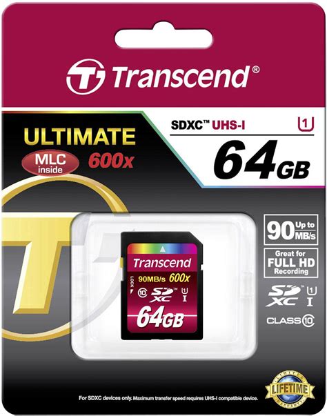 Transcend Ultimate SDXC card 64 GB Class 10, UHS-I | Conrad.com