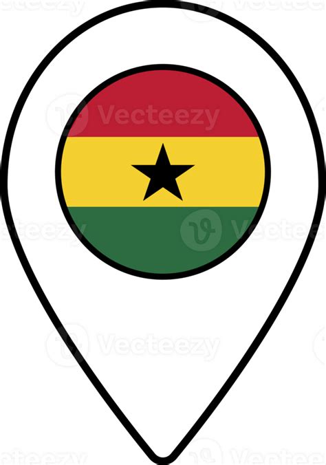 Ghana flag map pin navigation icon. 24076276 PNG