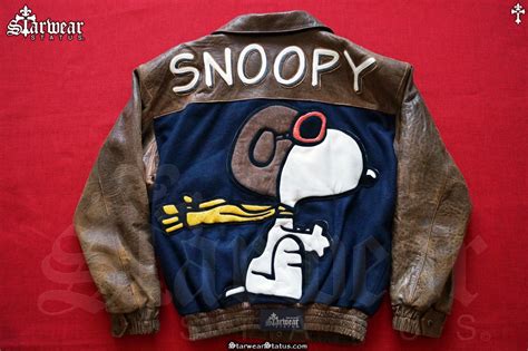 90's SNOOPY 'PEANUTS' Charlie Brown Wool and Leather Cartoon Jacket Men ...