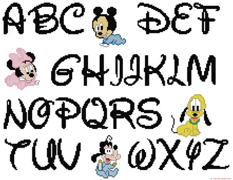 Cross stitch Disney baby alphabet font Disney and baby characters ...