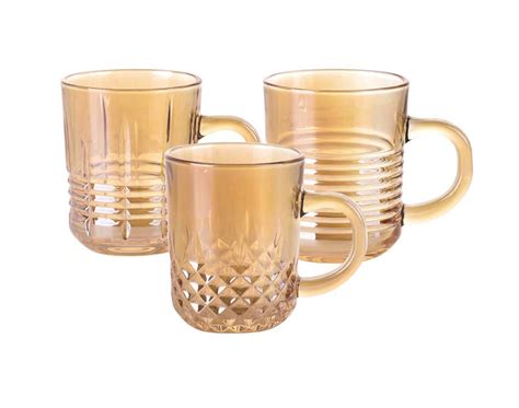 220ml Coffee Glass Mugs Ion Plating Tea Cup Set With Handle For Water ...