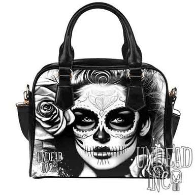 Day Of the Dead Woman Black Grey Undead Inc Shoulder / Hand Bag