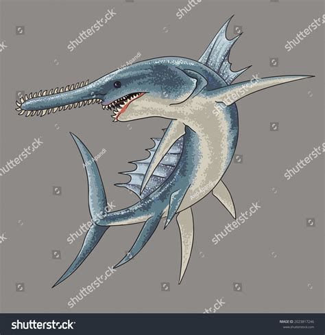 Drawing Monster Fish Artillustration Vector Stock Vector (Royalty Free ...