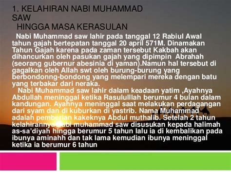 Kisah Nabi Muhammad Saw Dari Lahir Hingga Wafat :: CONTOH TEKS